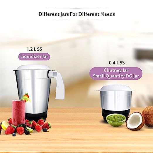 Inalsa Fusion 550-Watt Mixer Grinder with 2 Jar (White/Light Purple) Inalsa Fusion 550-Watt Mixer Grinder with 2 Jar (White/Light Purple)